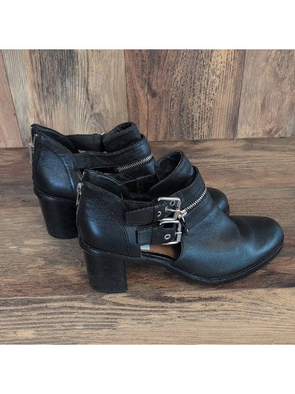 DV by Dolce Vita Clark Cut Out Black Ankle Boots with Buckle Detail 11 C172